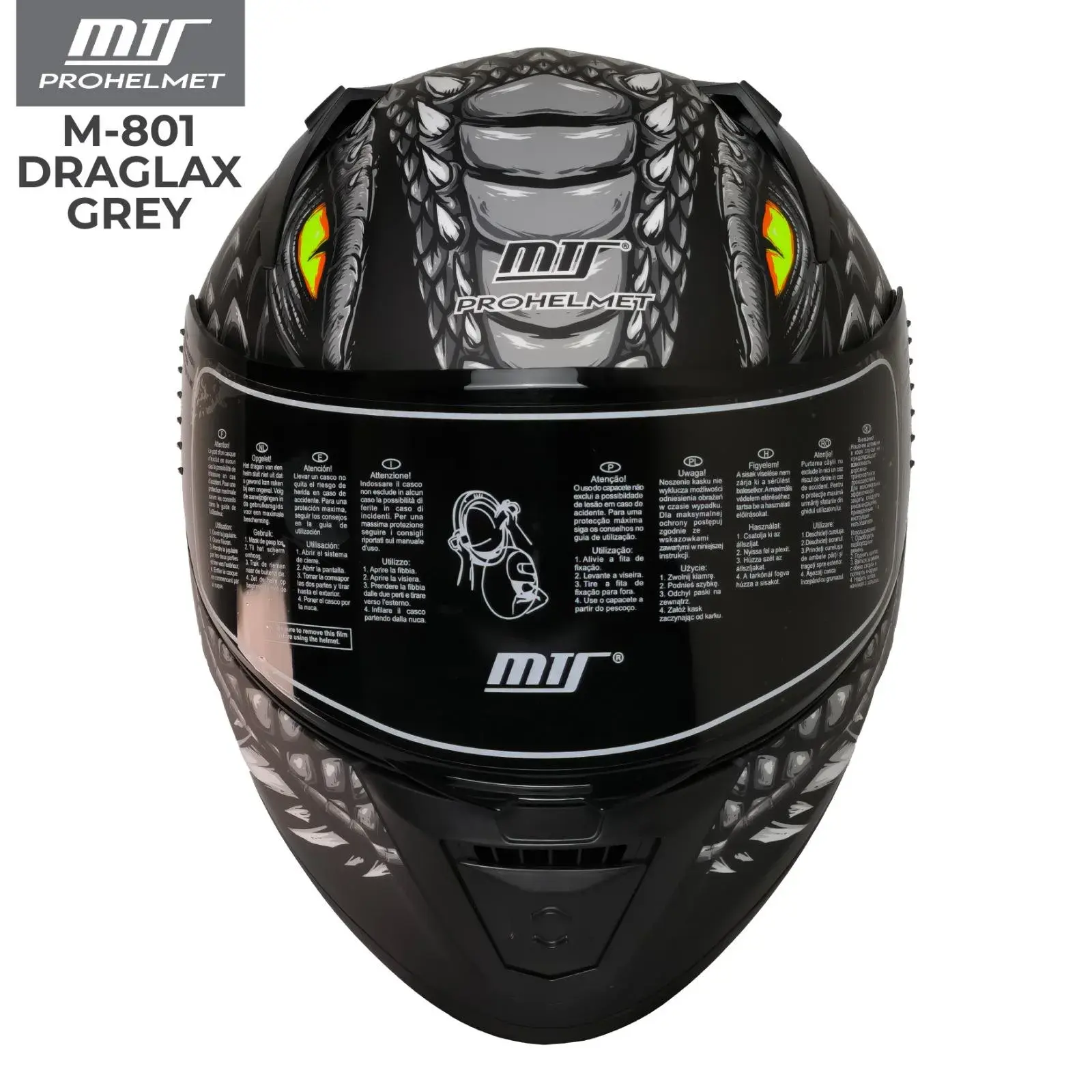 MTS M-801 DRAGLAX GREY MAT FULL FACE KASK (SİYAH VİZÖRLÜ)